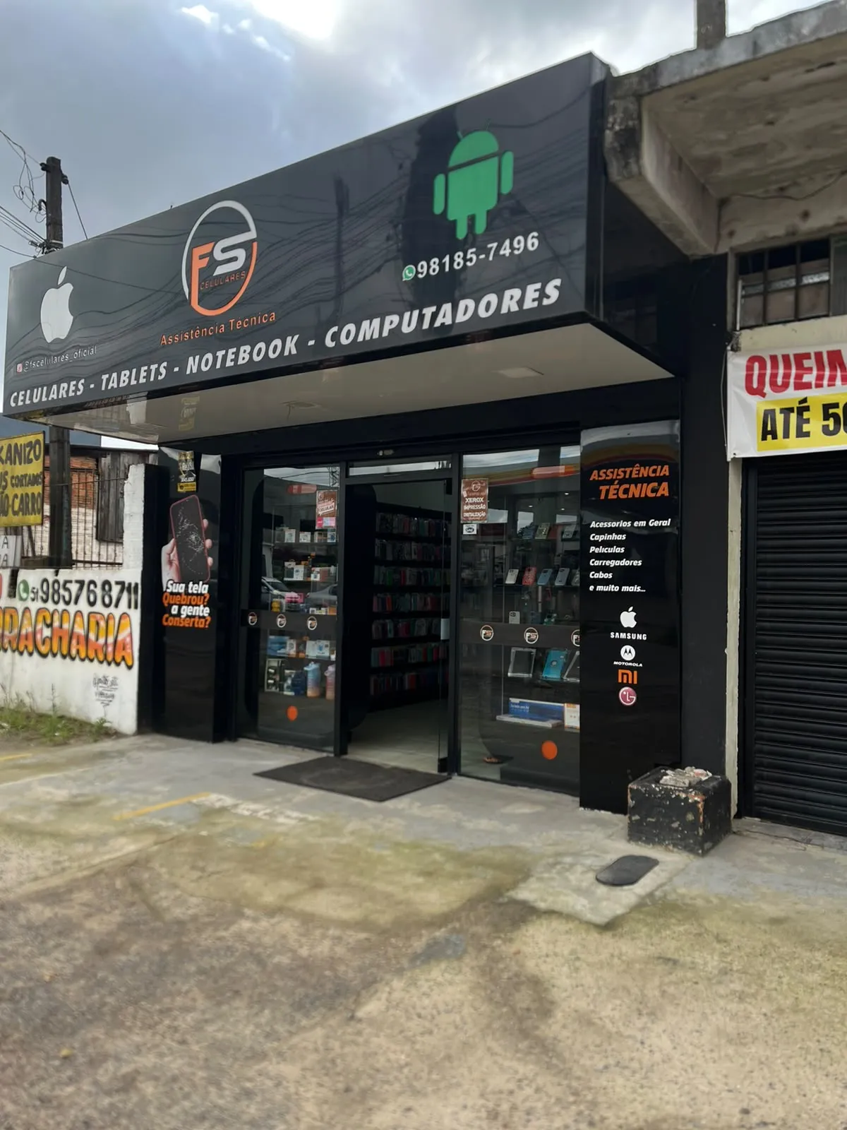 Fachada da FS Celulares na Av. Presidente Getúlio Vargas, Alvorada